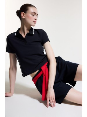 Die Grup Defacto Slim Fit Sporcu Kısa Kollu Siyah Polo Tişört G5255AX26SM