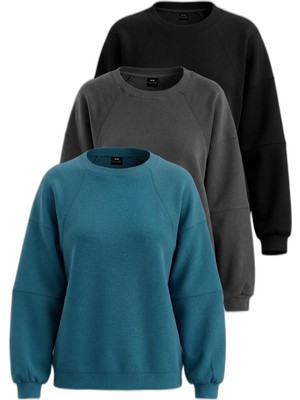Die Grup Slazenger Vıa 3 Lü Set Kadın Oversıze Sweatshırt