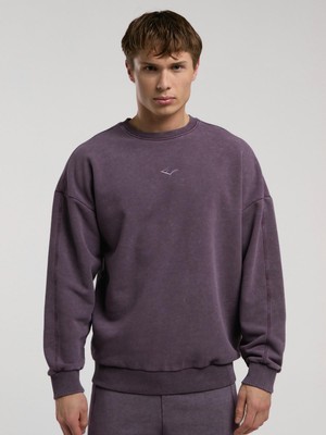 Die Grup Everlast Bronx 1910 Yıkamalı Mor Erkek Sweatshirt