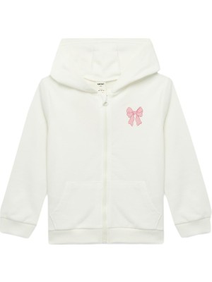 Die Grup Fiyonk Detaylı Uzun Kollu Kapşonlu Pamuklu Şardonlu Fermuarlı Sweatshirt