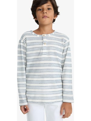 Die Grup Defacto Bisiklet Yaka Çizgili Sweatshirt Erkek Çocuk G2556A825AU