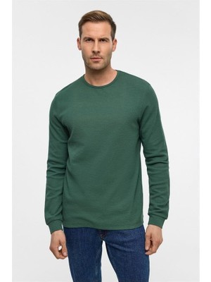 Die Grup Yeşil Slim Bisiklet Yaka Sweatshirt