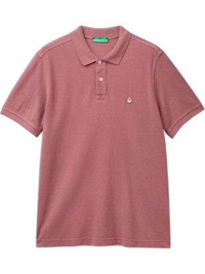 Die Grup Benetton Erkek Koyu Pembe Regular Fit Kısa Kollu Polo T-Shirt
