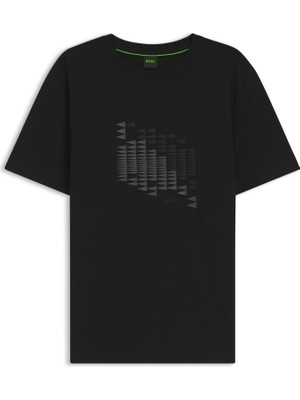 Die Grup Erkek Bisiklet Yaka Baskılı Rahat Siyah T-Shirt 50566853-001