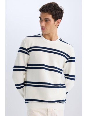 Die Grup Defacto Regular Fit Bisiklet Yaka Dokulu Sweatshirt D7595AX25SP