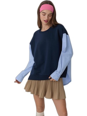 Die Grup Gömlek Detaylı Sweatshirt Lacivert