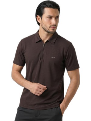 Die Grup Slazenger Khan Erkek Polo Yaka Kahve Tişört