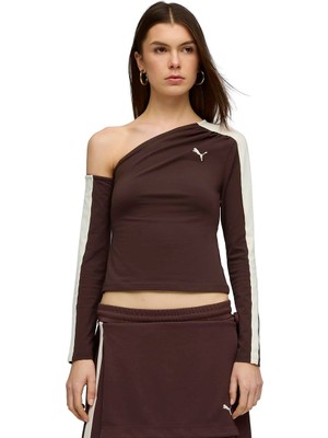 Die Grup Puma T7 Asimetrik Üst Chocolate Brown, S, 634623, Chocolate Brown, Kadın