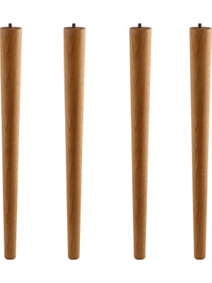 Die Grup Kahverengi Boyalı Ahşap 50 cm 4’lü Set Doğal Masa ve Sehpa Ayağı Silindir Modern Tasarım Ayakları