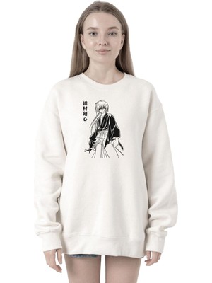 Die Grup Tshirthane Rurouni Kenshin Poster Japan Beyaz Kadın 2ip Sweatshirt P22698S471, M