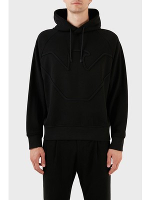 Die Grup Erkek Marka Logolu Uzun Kollu Rahat Siyah Sweatshirt 6R1ME4 1JWPZ-00B4