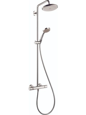 Die Grup Hansgrohe Croma Duş Bataryası Seti, El Duşlu, Yağmur Airpower Sprey, Quickclean Duş Borusu Duş Seti, Krom, 27185001 Büyük