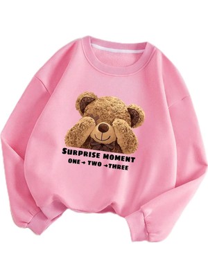 Die Grup Tarzsokak Qutie Ayı ve Harf Grafikli Sweat Pembe, Pembe, Xl
