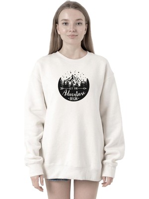 Die Grup Tshirthane Let The Adventure Begin Beyaz Kadın 2ip Sweatshirt P21816S9574, Xl