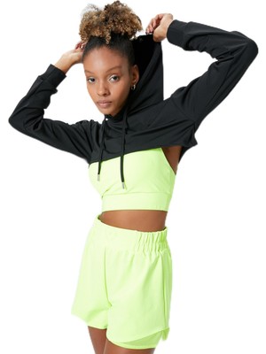 Die Grup Koton Kadın 4WAK10064NK Kapüşonlu Uzun Kollu Sweatshirt, Siyah (999), L