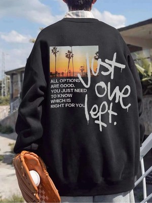 Die Grup Tarzsokak Unisex Scenery Baskılı Oversize Bisiklet Yaka Sweatshirt Siyah, Siyah, Xl