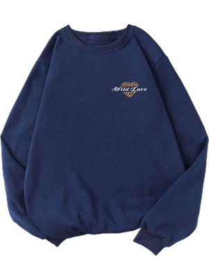 Die Grup Tarzsokak Letter Graphic Lined Sweatshirt Lacivert, Navy Blue, L/xl
