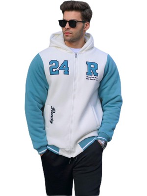 Die Grup Madmext Ekru Baskılı Fermuarlı Erkek Sweatshirt 6155,EKRU S