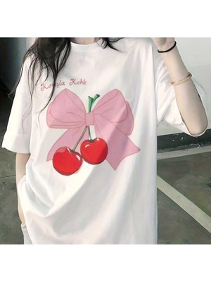 Die Grup Tarzsokak Red Cherry Bomb Oversize Unisex, BEYAZ-157, M