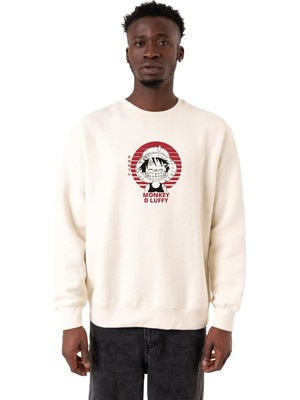 Die Grup Tshirthane One Piece Anime Monkey D Luffy Ekru Erkek 2ip Sweatshirt P19298S4029, Xl