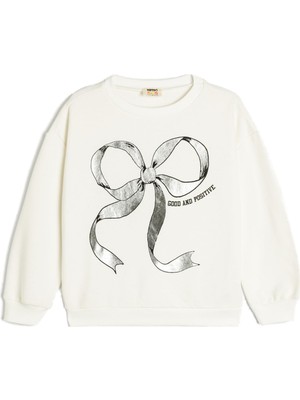 Die Grup Koton Fiyonk Baskılı Uzun Kollu Bisiklet Yaka Oversize Sweatshirt
