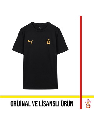 Galatasaray Lisanslı Puma Logo ve Armalı Siyah T-Shirt 78290711