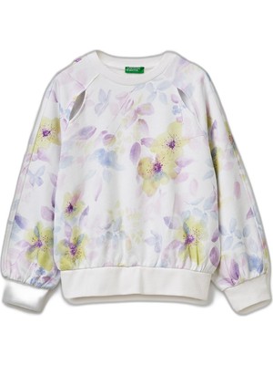 Die Grup United Colors Of Benetton Kız Çocuk Maglia G/c M/l 349WC10T2 Kapüşonlu Sweatshirt, Çok Renkli, 130