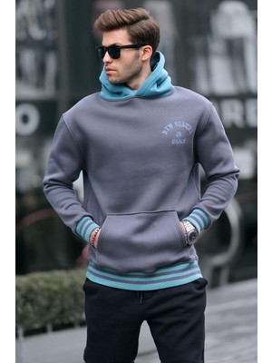 Die Grup Madmext Füme Oversize Kapüşonlu Sweatshirt 6139,FÜME S
