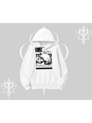 Die Grup Tarzsokak Kapşonlu Sweatshirt Rebellion Skull Underground Street Legacy, Beyaz, L