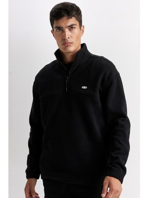 Die Grup Defacto Relax Fit Dik Yaka Fermuarlı Polar Sweatshirt D2348AX24AU