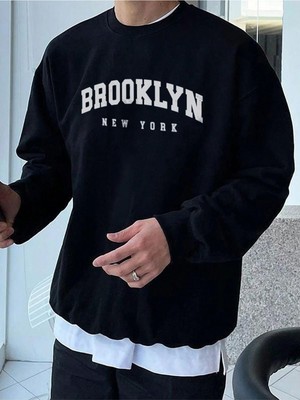 Die Grup Tarzsokak Unisex Baskılı Oversize Kapşonlu Sweatshirt Siyah, Siyah-Beyaz-Letswear, M