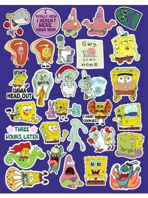 Die Grup Ms Major Selection Sünger Bob Kare Şort Seri 2 Sticker Telefon Laptop Notebook Tablet Defter Matara Stiker Etiket