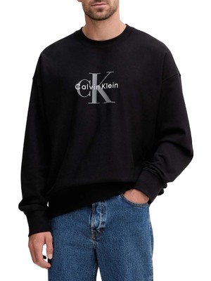 Die Grup Calvin Klein Ls Premıum Terry Monologo Cn Swt Erkek Sweatshirt Black S