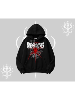 Die Grup Tarzsokak Beyaz Kapşonlu Sweatshirt Spider Undercover, Siyah, L