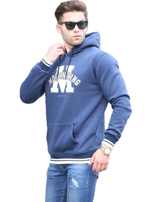 Die Grup Madmext Lacivert Nakışlı Kapüşonlu Sweatshirt 6012,LACIVERT S