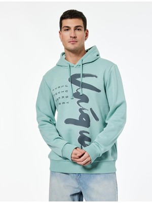 Die Grup Uzun Kollu Baskılı Şardonlu Kapşonlu Sweatshirt