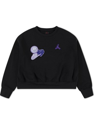 Die Grup Nike Jordan Jdg Blue Jeans & Bling Flc Cre Kız Çocuk Sweatshirt 45F195 45F195-023, 12-13 Yaş