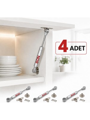 Die Grup (4ADET) Dolap Kapak Amortisörü 80N Gri 20 cm Gazlı Piston Kapak Hidroliği Mutfak Dolabı Pistonu