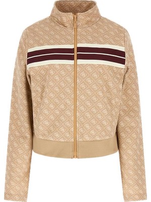 Die Grup Guess Jacquard Kadın Aktif Sweatshirt, Bej, L Beden