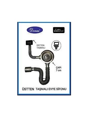 Die Grup Donau Üstten Taşmalı Körüklü Lavabo Evye Sifonu Üstten Veya Yandan Çap 115 mm