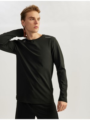 Die Grup Koton Uzun Kollu Bisiklet Yaka Geometrik Baskılı Basic Spor Sweatshirt