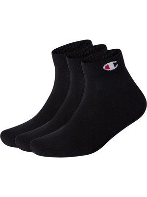 Die Grup Champion 3'lü Paket Bilekte Çorap, Unisex Yetişkin, Siyah, 35-38