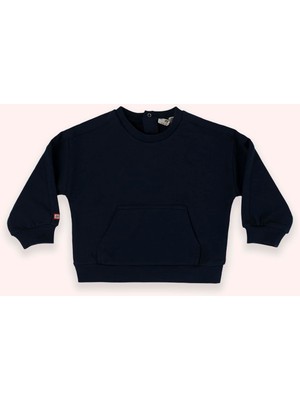 Die Grup Panço Erkek Bebek Bisiklet Yaka Cep Detaylı Lacivert Sweatshirt