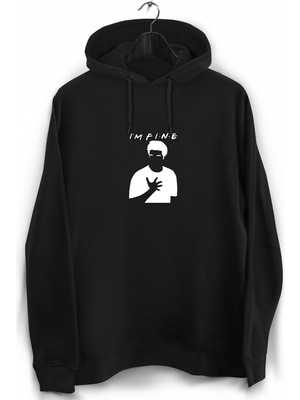 Die Grup Tarzsokak Unisex Siyah Friends- I'm Fine Baskılı Sweatshirt, Siyah, L
