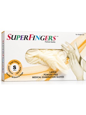 Die Grup Super Fıngers Pudrasız Latex Eldiven - Tek Kullanımlık Koruyucu Eldiven, 100 Adet Beyaz Small