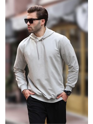 Die Grup Madmext Boyalı Gri Kapüşonlu Erkek Sweatshirt 7069,BOYALI Gri M