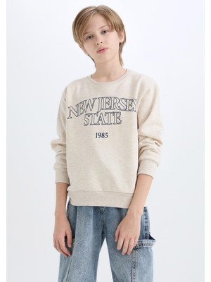Die Grup Defacto Bisiklet Yaka Baskılı Sweatshirt Erkek Çocuk D6210A824CW
