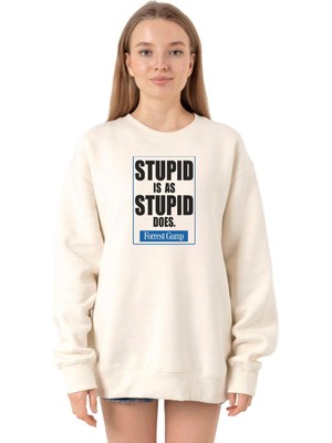Die Grup Tshirthane Forrest Gump Stupid Is As Stupid Does Ekru Kadın 2ip Sweatshirt P21088S4500, L
