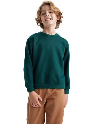 Die Grup Defacto Erkek Çocuk Sweatshirt, D.green, 6-7 Yıl