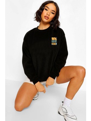 Die Grup Tarzsokak Anything Possible Oversize Siyah Sweatshirt VDPSWT23, Siyah, S